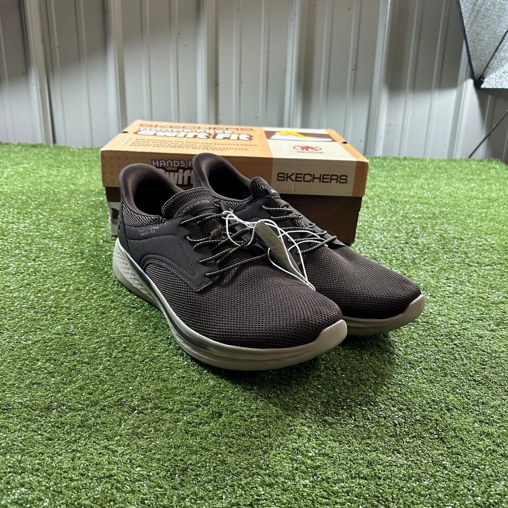 Skechers Slip-ins Swift Fit Men's 14 Brown Hands Free Sneakers NIB